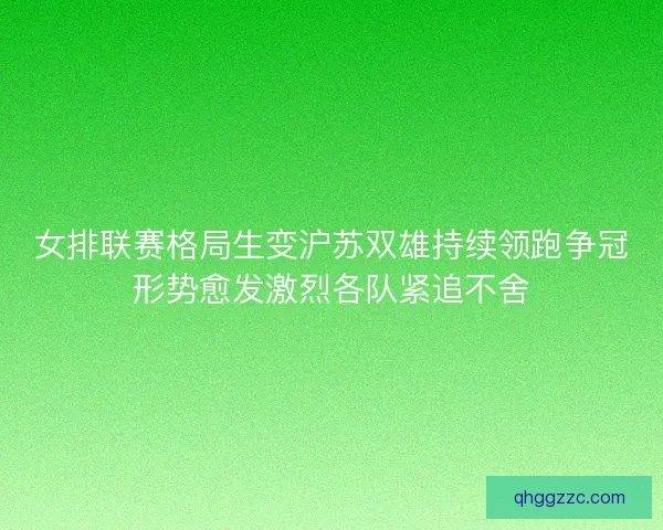 女排联赛格局生变沪苏双雄持续领跑争冠形势愈发激烈各队紧追不舍