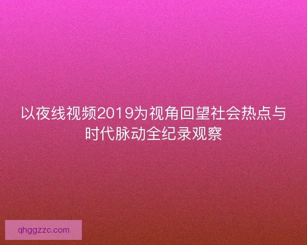 以夜线视频2019为视角回望社会热点与时代脉动全纪录观察