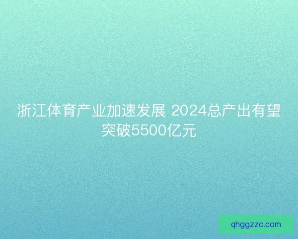 浙江体育产业加速发展 2024总产出有望突破5500亿元