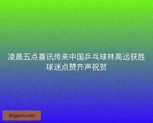 凌晨五点喜讯传来中国乒乓球林高远获胜球迷点赞齐声祝贺