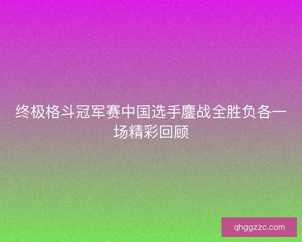 终极格斗冠军赛中国选手鏖战全胜负各一场精彩回顾 终极格斗冠军赛中国选手鏖战全胜负各一场精彩回顾
